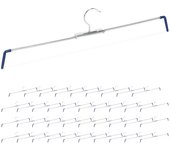 Pack de 40 perchas pantalones extensibles, faldas, antideslizantes, 30-50 cm ancho, metal-pvc, plateado-azul