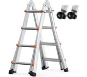 Succebuy escalera telescópica de 15 pies con marco en a, extensión compacta de aluminio, escalera plegable para casa, escaleras, carga de 330 lb