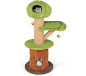 Árbol para gatos con diseño de seta de 148 cm, árbol para gatos con 2 condominios, hamaca, plataforma, rascador de sisal, pelotas, cojines lavables