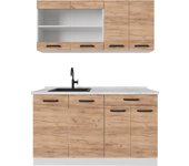 Vicco cocina versátil r-line, oro potencia roble/blanco, 140 cm et mármol