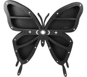 Estante de cristal de mariposa, soporte de exhibición, estantes negros, estante de cristal multiusos, estantes flotantes de pared de madera boho, esta
