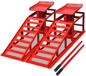Vidaxl rampas de reparación de coches 2 uds acero rojo