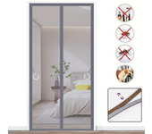 Mosquitera magnética para puerta, cortina autoadhesiva antiinsectos con banda magnética, 90 cm x 200 cm (gris)