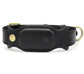 Collar de cuero para gato airtag - negro (l) l