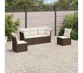 Set comedor de jardín 5 piezas | conjunto de jardín | muebles de jardín y cojines ratán sintético marrón cfw728625
