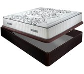 Colchón muelles ensacados queen 28 cm acogida gradual + canapé abatible madera 3d transpirable altura 34 cm - 160x200 cm - wengue