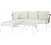 Sofá de jardín dkd home decor beige poliéster cuerda aluminio (196 x 75 x 68,5 cm)