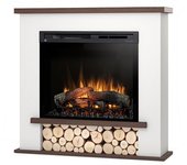 Tula - chimenea eléctrica independiente con calefacción por suelo radiante led - 28' - blanco mate / roble - 106 x 100 x 28