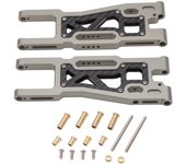 2 piezas de brazo oscilante trasero rc de aluminio y fibra de carbono de alta resistencia, brazo de suspensión trasera para coche rc, trineo 1/8 (colo