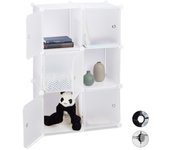 Relaxdays estantería modular cubo con 6 compartimentos, plástico, blanco, 97.5 x 66 x 32 cm