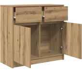 Aparador | aparador de comedor | armario de cocina con cajón roble artesanal 80x34x76cm madera ingeniería cfw93672