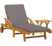 Tumbona | silla de jardín con cojín y mesa madera maciza de acacia cfw56449