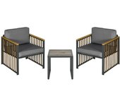 Juego de muebles de jardín de 3 piezas (bistro) - t: gris - mesa 45b x 45t x 44h cm, sillas 66b x 68t x 68h cm