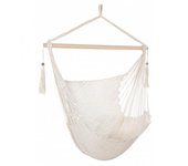 Hamaca colgante 100x130 cm tejido crudo con barra de madera kauana bizzotto