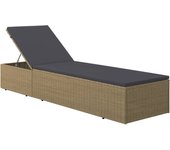 Tumbona de jardín | tumbona de exterior | silla de ratán sintético marrón y gris oscuro cfw599266