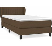 Cama con somier tapizado y colchón de tela marrón oscuro 90x190 cm