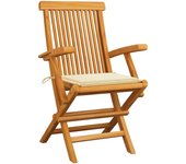 Sillas de jardín 8 uds madera teca con cojines color crema