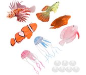 7 piezas de decoraciones flotantes para peceras, adornos de silicona de simulación colorida pa
