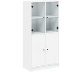 Aparador alto | aparador de comedor | armario de cocina con puertas madera ingeniería blanco 68x37x142 cm cfw13867