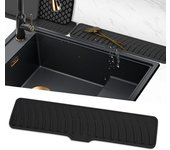 Tapete de silicona para desagüe de grifo, tapete para secar fregadero, tapete para desagüe de cocina y baño (negro, 42 cm)