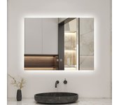 Espejo de baño led 90×70cm, antivaho, temperatura de tres colores regulable, función memoria