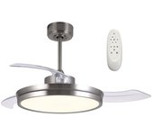 Ventilador de techo silencioso con aspas plegables y luz led 48w brando moderno elegante en níquel ø106cm