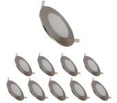Downlight led 6w extra plano redondo - pack de 10 / blanco cálido 2300k - 3500k / aluminio - silumen