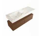 Mondiaz alan-dlux 130cm mueble de baño rust 2 cajones. con lavabo cloud izquierda sin orificios color frappe