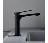 Imex - grifo monomando lavabo | grifo baño mezclador agua fria y caliente | grifo lavabo sobre encimera | serie nápoles | color negro mate
