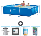 Paquete de piscina - intex - rectángulo - 220x150x60 cm + accesorios cb125