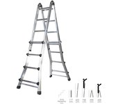 Escalera telescópica aluminio 6+6 peldaños perfil 67 mm.