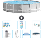 Paquete de piscina - intex - alrededor - 427x427x107 cm + accesorios a2205