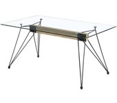 Mesa para cocina, comedor md-sally tapa cristal transparente, 140cm(ancho) 75cm(altura) 90