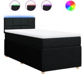 Cama somier tapizada con colchón de tela negra 90x200 cm