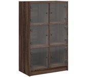 Aparador alto | aparador de comedor | armario de cocina con puertas madera roble marrón 68x37x109 cm cfw81053