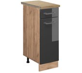 Vicco mueble bajo de cocina r-line, antracita alto brillo, 30 cm , et roble