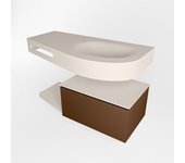 Mondiaz riva 100cm mueble bajo para con lavabo con repisa rust con 1 cajón. con lavabo derecho sin orificios linen