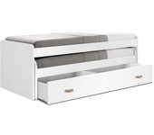 Cama + cajones aglomerado blanco con somieres 90x190cm