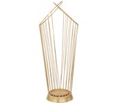 Estructura paragüero en acero dorado, con lineas mínimas, color dorado, medidas 23 x 68,5 x 26,5 cm