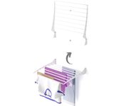 Tendedero de pared plegable para balcones interiores o exteriores en aluminio y acero (60 cm)