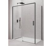 Mampara de ducha angular allstone cetus 1+1 con lateral fijo, sin perfil inferior 180x70 cm perfíl negro