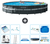 Paquete de piscina - intex - alrededor - 732x732x132 cm + accesorios a3011