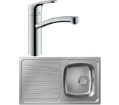 Fregadero hansgrohe s21 de acero inoxidable de 1 cubeta + grifo de cocina hansgrohe focus m41 160 cromado