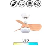 Ventilador de techo con luz silencioso dc con mando pirlo blanco haya 60 cm invierno-verano color luz regulable