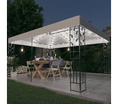 Cenador de jardín con doble techo y tira de luces led blanco 3x4 m cfw35729