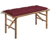 Vidaxl banco de jardín plegable con cojín bambú 118 cm