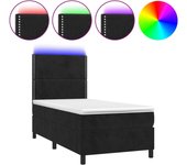 Somier de láminas con colchón led negro 90x190 cm terciopelo