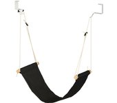 Relaxdays hamaca reposapiés para oficina, largo ajustable, reposa piés de escritorio o despacho, tela de lino, negro