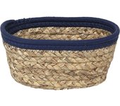 Tendance - cesta ovalada de algodón para plantas 21x16x9 cm - natural azul oscuro