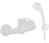 Inguz - grifo de ducha con alcachofa de mano, mezclador monomando, incluye soporte de pared y manguera de ducha de 1,5-1.7m extensible. blanco.